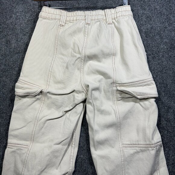 Pacsun Jeans Womens Small Elastic Waist Cargo Straight Leg Zip Fly Cream Cotton - Picture 8 of 9